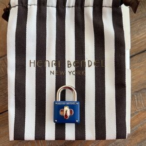 Henri Bendel Enamel Blue Padlock Charm with Gold Hardware